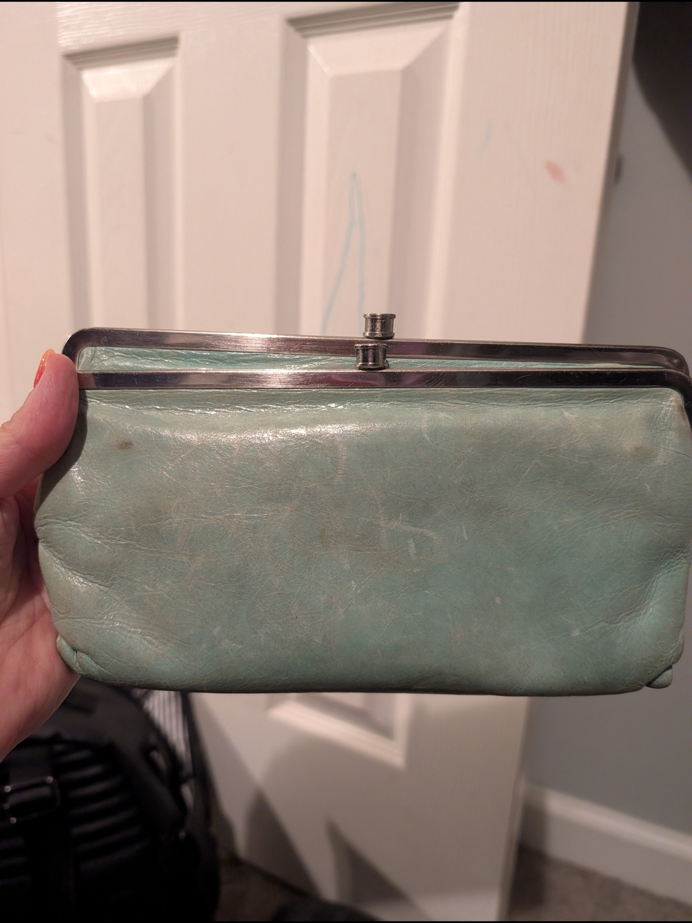 Vintage Light Teal Leather Clutch Wallet - Unbranded